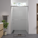 AISU 44-48"x76" Aluminum Frame Double Sliding Shower Door, Premium 1/4' (6mm) Clear Tempered Glass, Chrome Finished